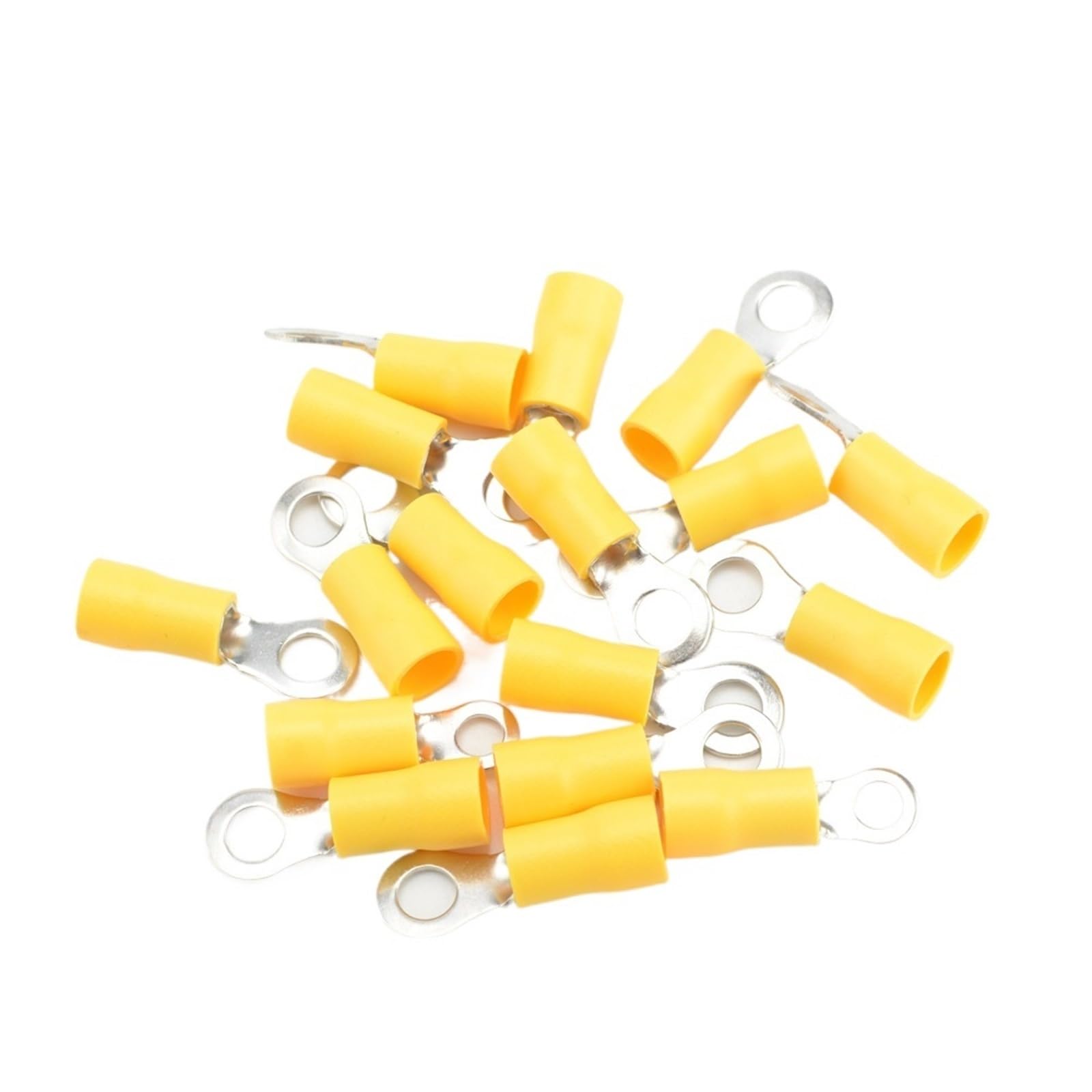Cqahdsevf Rv5.5-5 Yellow 50Pcs Electrical Ring Terminals, 100Pcs Multicolor Insulated Ring Crimp Terminals 22-16Awg For Auto Motorcycle Marine(Rv5.5-5 Yellow 50Pcs)