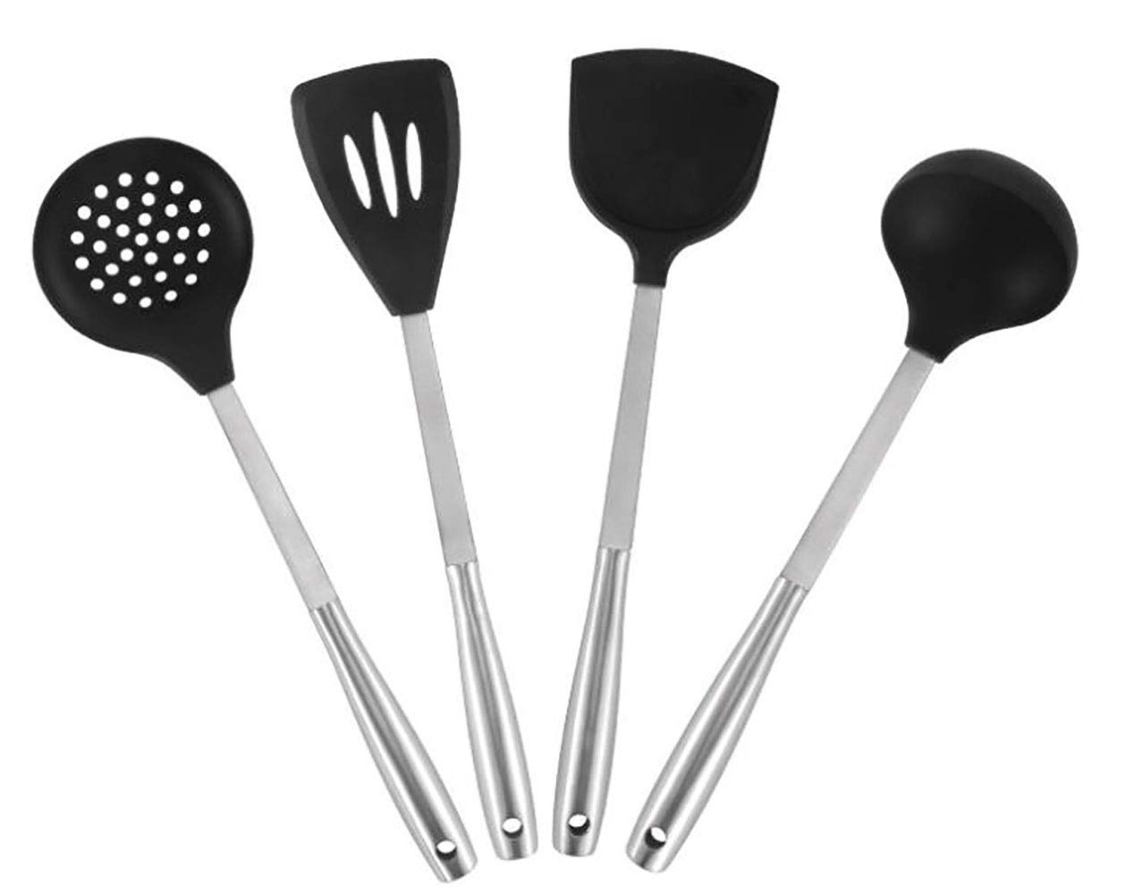 YMZ - Juego de espátulas antiadherentes de silicona y acero inoxidable para utensilios de cocina (4 piezas)