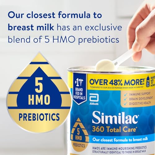 Image of Similac 360 Total Care Infant Formula, Has 5 HMO Prebiotics, Our Closest Prebiotic Blend to Breast Milk, Non-GMO, Baby Formula Powder, 30.8-oz Value Can