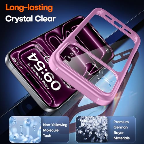 Image of TAURI for iPhone 17 Pro Max Case, with Screen Protector, Pink | Full Camera Protection, Anti-Yellowing Military-Grade Protection Shockproof Slim Phone Case for iPhone 17 ProMax