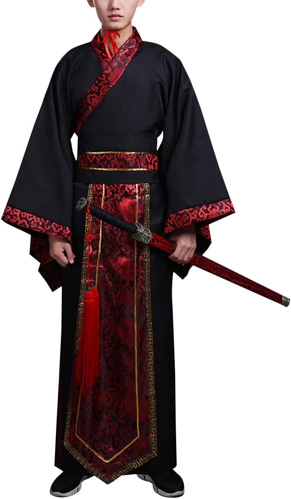 Generic Chinese Hanfu Costume Ancient Qin Han Dynasty Traditional Scholar Long Robe Swordsman Cosplay Outfit