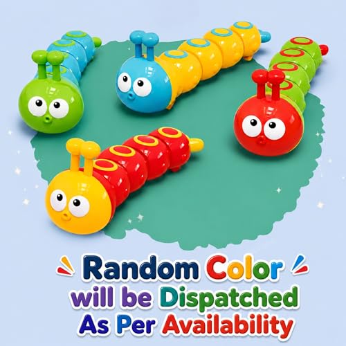 Image of GRAPHENE Press n Go Caterpillar Toy for Kids Boy Girl No Battery Crawling Friction Toys Babies Push n Go Activity Learning Toy for Toddlers 1-3 Years