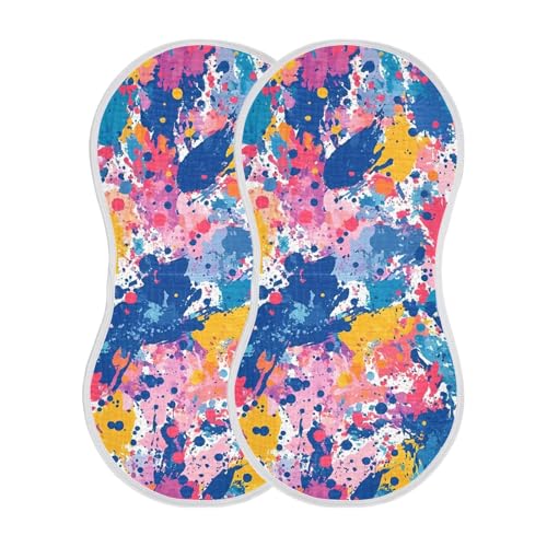 2 Pack Baby Burp Cloths, Soft Absorbent Burping Cloths for Babies, Cotton Milk Spit Up Rags, Large Size for Newborns, Baby Boys and Girls (Colorful Painting)