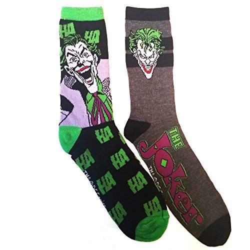 DC Comics The Joker HAHAHA Mens Casual Crew Socks 2 Pack,Multi,One Size