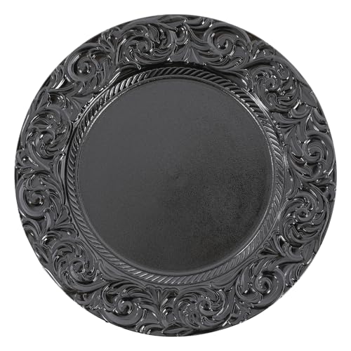 50 placas decorativas redondas negras de plástico, 13 pulgadas miniatura 2