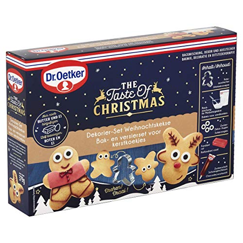 Dr.Oetker Koekjes bak- en versierset (1x 379g), bevat koekmix, uitsteekvormpje, suikeroogjes, rode rolfondant en een decoratiestift, set voor ca. 25 koekjes 379.00 g