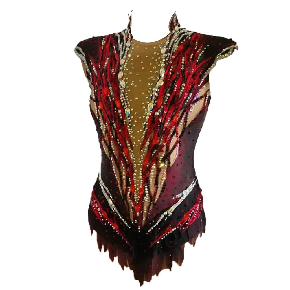 Maillot De Gimnasia Profesional para Niñas Vestidos De Competición para Patinaje Artístico sobre Hielo para Mujer Ropa De Gimnasia Rítmica Hecha A Mano Alta Elasticidad