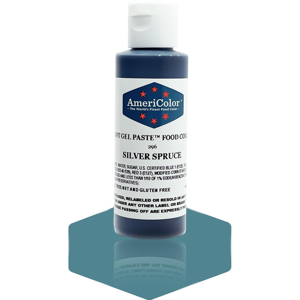 AmeriColor, Silver Spruce, 4.5 Ounce Bottle, Soft Gel Paste Food Color