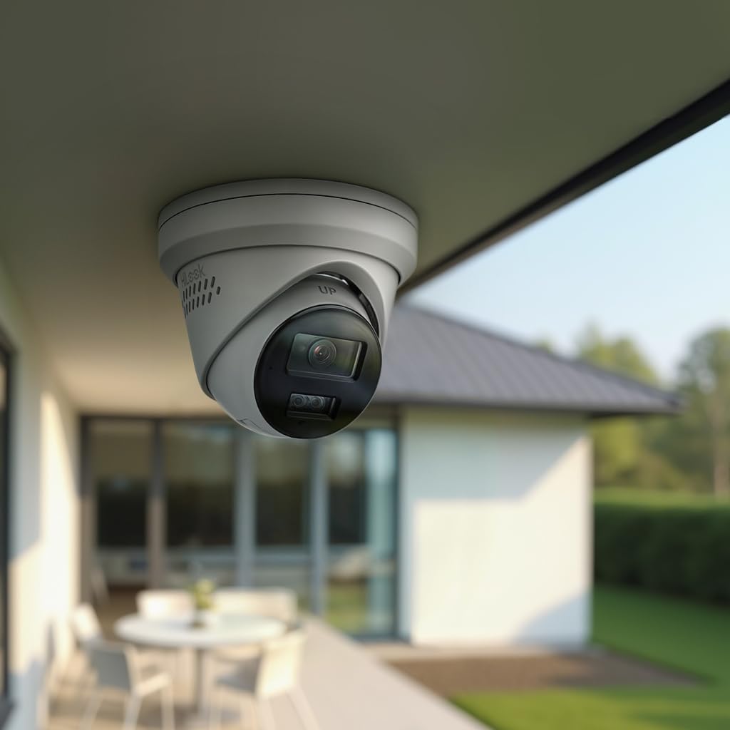 HiLook® by HIKVISION Überwachungskamera Set 8X 8MP 4K Turret PoE mit KI Personen und Fahrzeugerkennung und Hybrid Light Nachtsicht wetterfest IP67 NVR 8CH 2TB HDD App Steuerung Plug and Play