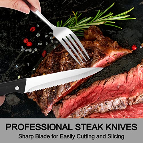 48 Pcs Silverware Set With Steak Knives For 8,Premiun Stainless Steel Flatware Cutlery Set,Mirror Polished Tableware Utensils Set For Home Restaurant Hotel,Include Fork Knife Spoon Set,Dishwasher Safe #TOP2