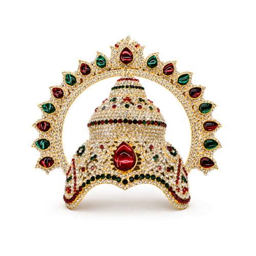 Image of Decorative Stone Varalakshmi Crown /God Crown /Varalakshmi Pooja Decoration Items Deity Ornament