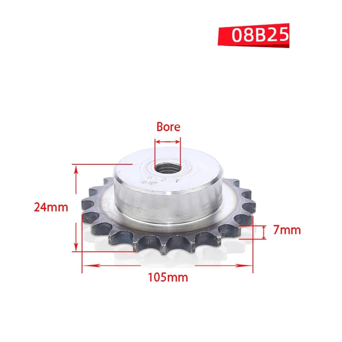 Pignone for catena a rulli dentati, 1 pezzo in acciaio A3 08B 25-40 denti, pignone for catena a rulli, passo ingranaggio 12,7 mm, ruota dentata industriale(28 Teeth)