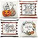 CDWERD Halloween poszewki na poduszki 45 x 45 cm zestaw 4 jesienna poszewka na poduszkę w paski cukierek albo psikus vintage akwarela wieniec dynia dekoracje lniana poszewka na poduszkę do wystroju domu