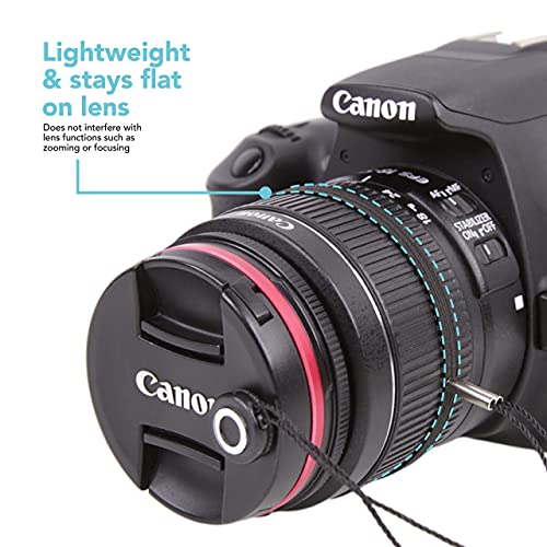 Image of Foto&Tech Camera Lens Cap Leash with Elastic String, Compatible with Universal DSLR SLR Evil Mirrorless Cameras Video (x10)