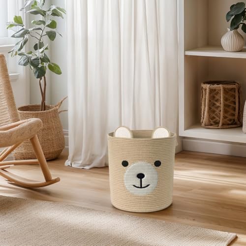 Bear Basket for Nursery, Baby Baskets for Storage, Baby Shower Baskets, Laundry Basket, Storage Hamper for Children Kids Toy Plant Indoor Corner (Brown) - Image 4