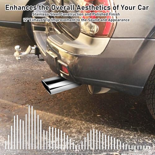 Image of MuHize 3 Inch Inlet Exhaust Tip, 4 inch Outlet 12 inch Overall Length Exhaust Pipe