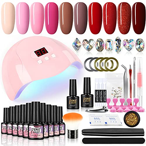 Gel Nail Polish Kit with UV Light 10 Colors Gel Nail Polish Set 36W UV LED Nail Lamp Base and Top Coat Manicure Tools Nail Art Glitters Rhinestones for Nail Salon Home DIY Gift for Women Gel Nail Polish Kit with UV Light 10 Colors Gel Nail Polish Set 36W UV LED Nail Lamp Base and Top Coat Manicure Tools Nail Art Glitters Rhinestones for Nail Salon Home DIY Gift for Women