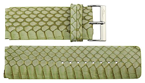 Preisvergleich Produktbild Moog Paris Grün Süßwasserschlangenleder Uhrenarmband, Schlangenhautmuster, Dornschließe, 26mm Uhrenarmband B26009