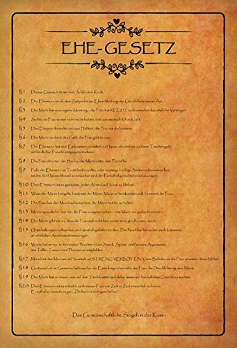 Blechschild Spruch Ehe Gesetz Das Siegel der Kuss Metallschild Wanddeko 20x30 cm Tin Sign Targa di Metallo da Parete Lamiera Multicolore 20 x 30 cm