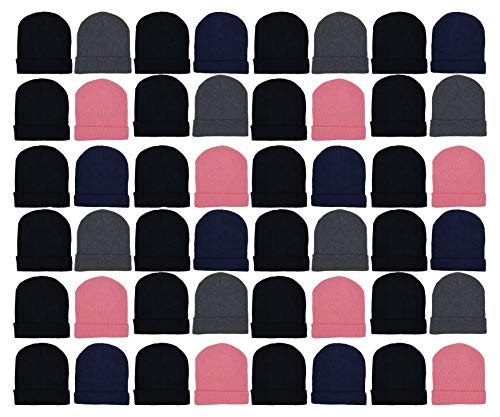 48 Pack Winter Beanies, Bulk Cold Weather Warm Knit Skull Caps, Mens Womens Unisex Hats (Assorted Solids #2) 48 Pack Winter Beanies, Bulk Cold Weather Warm Knit Skull Caps, Mens Womens Unisex Hats (Assorted Solids #2)
