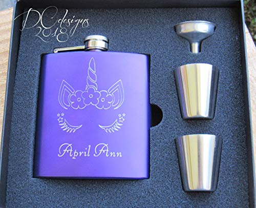 Personalized Hip Flask for Women, 6oz Flask, More Design Choices, Customize with Wording on Bothsides