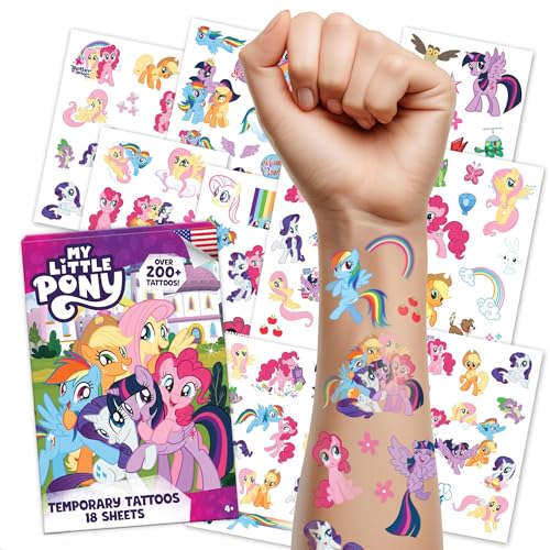 My Little Pony Temporary Tattoos for Kids 200 pack. Made in the USA w Certified Safe Ink.