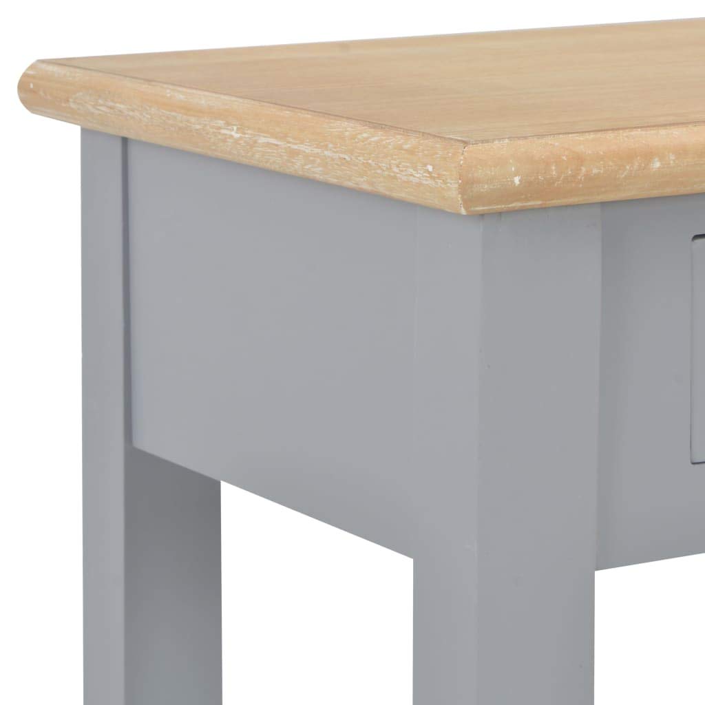 Mesa consola gris 110 x 35 x 80 cm de madera, mesa auxiliar con 2 cajones y estante de madera de pino y MDF, mesa de pasillo clásica para salón y entrada
