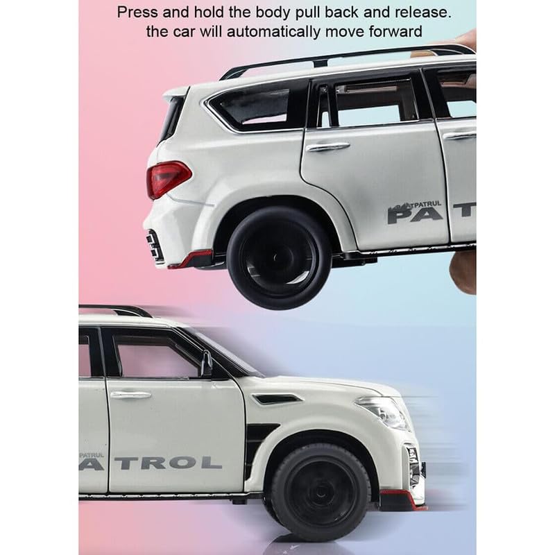 Image of Kids Model 1:24 N Petrol Die Cast Metal Car Pull Back Action Opening Doors with Realistic Engine Sound Lights Toy Car Gift for Boys - Multi