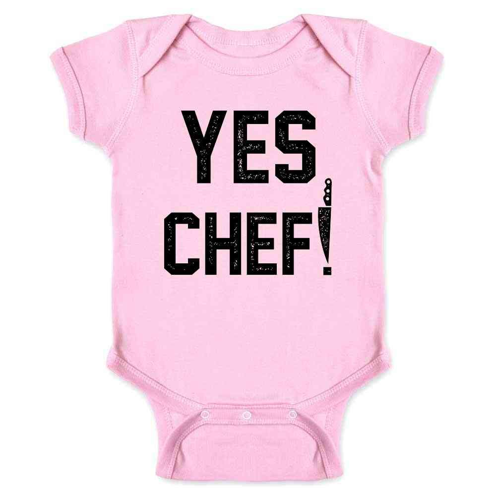 Yes Chef! Funny Large Text Infant Bodysuit for Foodie Babies Pink 6M