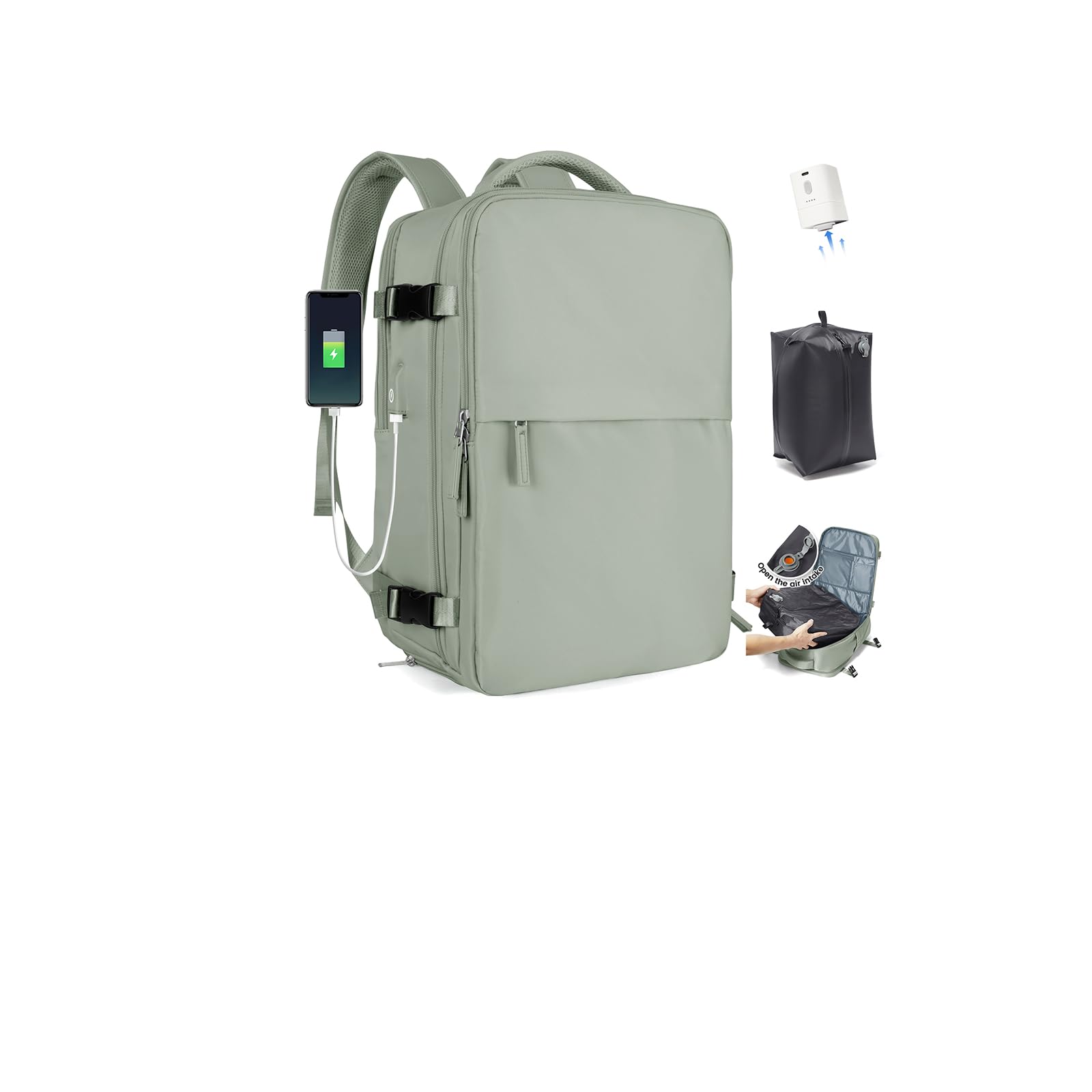 SZLX Zaino Ryanair 40x30x20 Sottovuoto Zaino da Viaggio 40x30x20 Wizzair Bagaglio a Mano 40x20x25 Borse da Cabina per Easyjet 45x36x20 Donna con USB Adatto a PC da 14 Pollici, Valigia con Sottovuoto