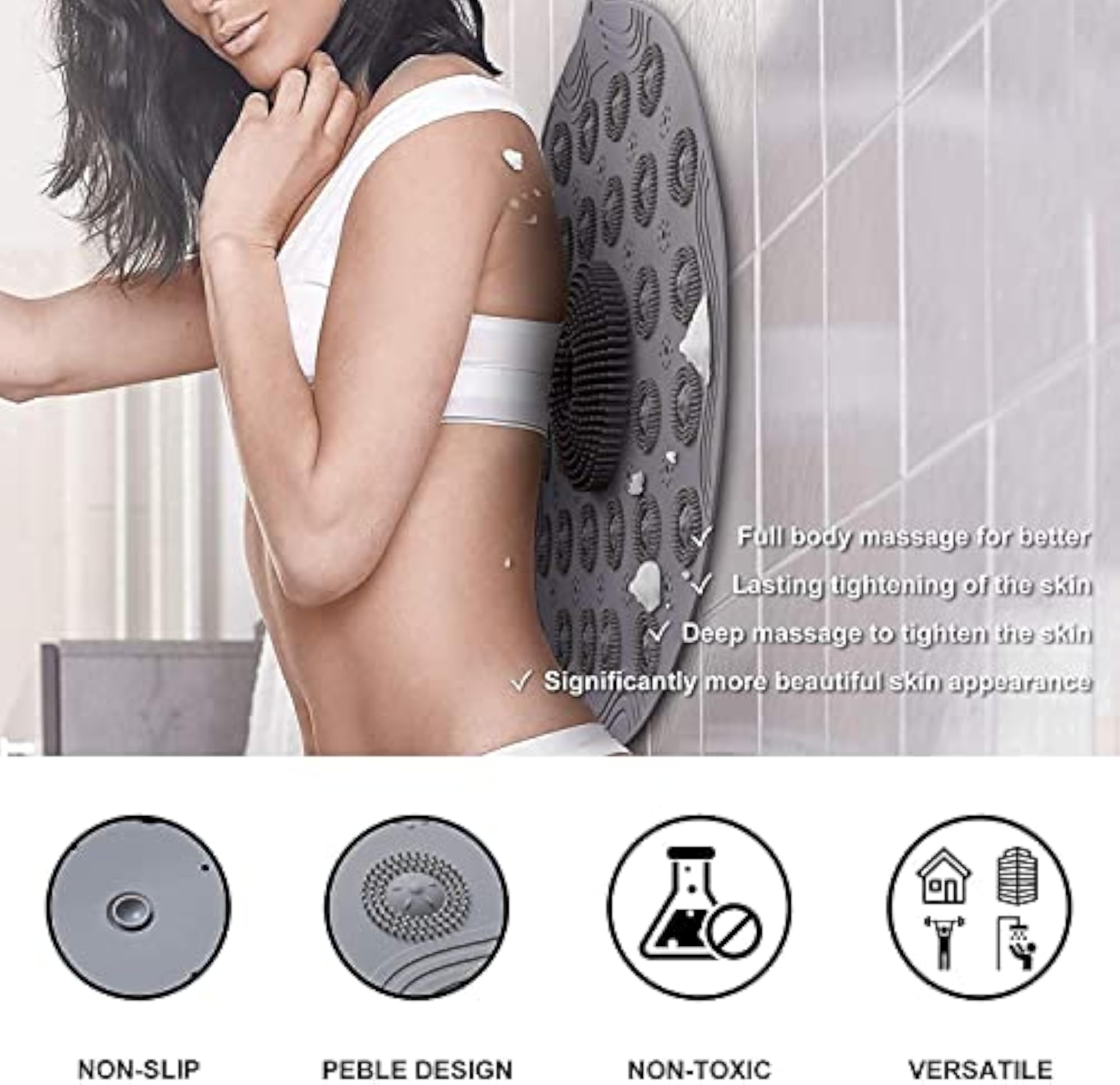 Round Bath Massage Pad, Non-Slip Silicone Mat