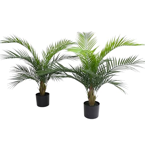 90cm 3ft Artificial Butterfly Palm Tree in Black Pot - Indoor/Outdoor Fake Palm - Blooming Artificial (2)