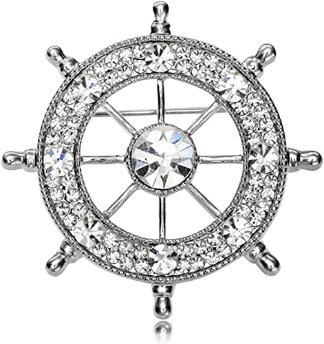 Brooche ancre rétro en métal et cristal pour costume d'homme