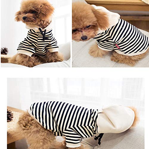 RayMinsino Hunde-Kapuzenpullover für Hunde, gestreift, Baumwolle, zweibeinig, Baumwolljacke, Sweatshirt, Mantel für Welpen, mittelgroße Hunde, Katzen, Schwarz und Weiß