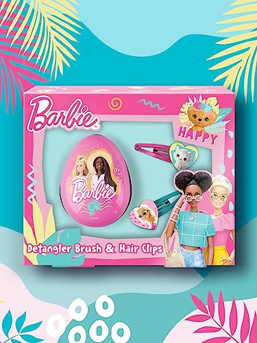 Children's Detangler Brush & Hair Clips - Barbie Children's Detangler Hair Brush - Hair Slides - Barbie Gift