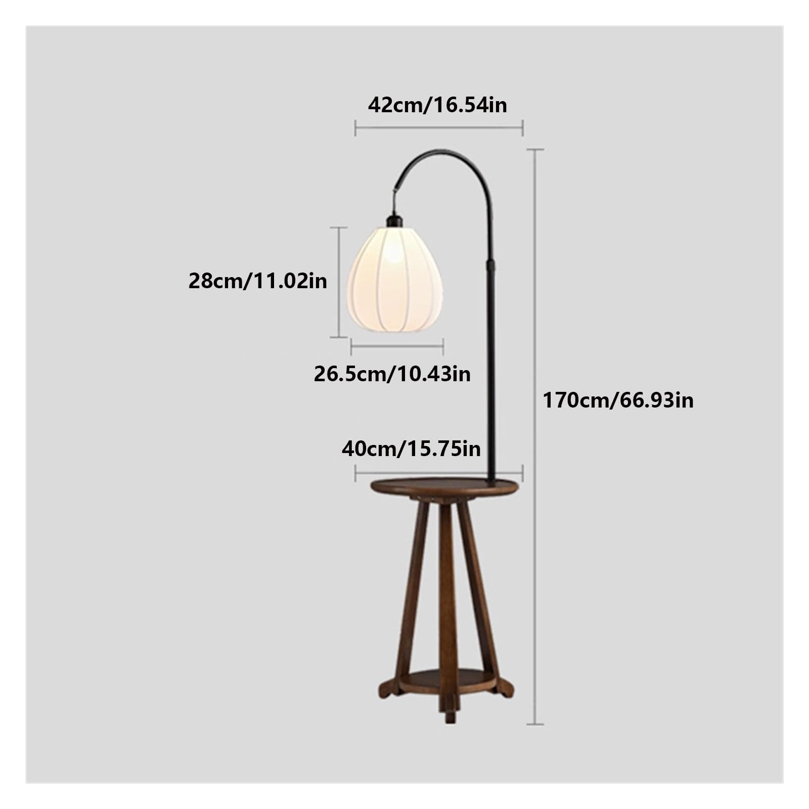 Luce da terra Lampada da terra con tavolo, lampada ripiani, comodino o tavolino moderno Mid-Century, lettura for camera letto, soggiorno Lampada d'angolo