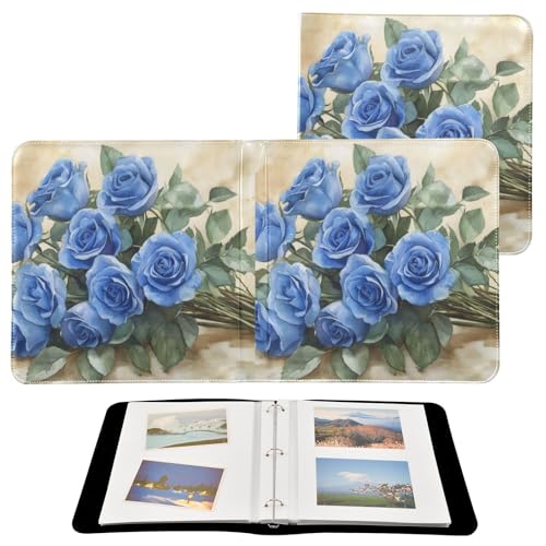 Álbum de fotos autoadhesivo DIY, álbum scrapbook, rosas azules, encuadernador de 3 anillos, 40 páginas, tamaño 8x10 para recuerdos miniatura 2