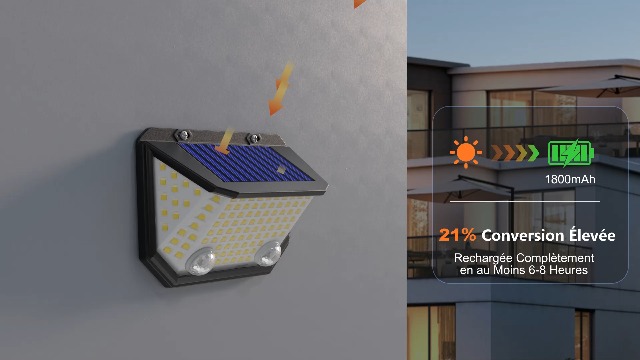 4 Lampes Solaires Extérieures Avec Détecteur De Mouvement - 800 Lumens, étanches IP65 - Éclairage 300° Pour Jardin Et Clôture