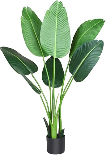 Miniatura 2 de Planta artificial de ave del paraíso de 4 pies, palmera tropical falsa para interiores y exteriores, plantas artificiales perfectas para decoración