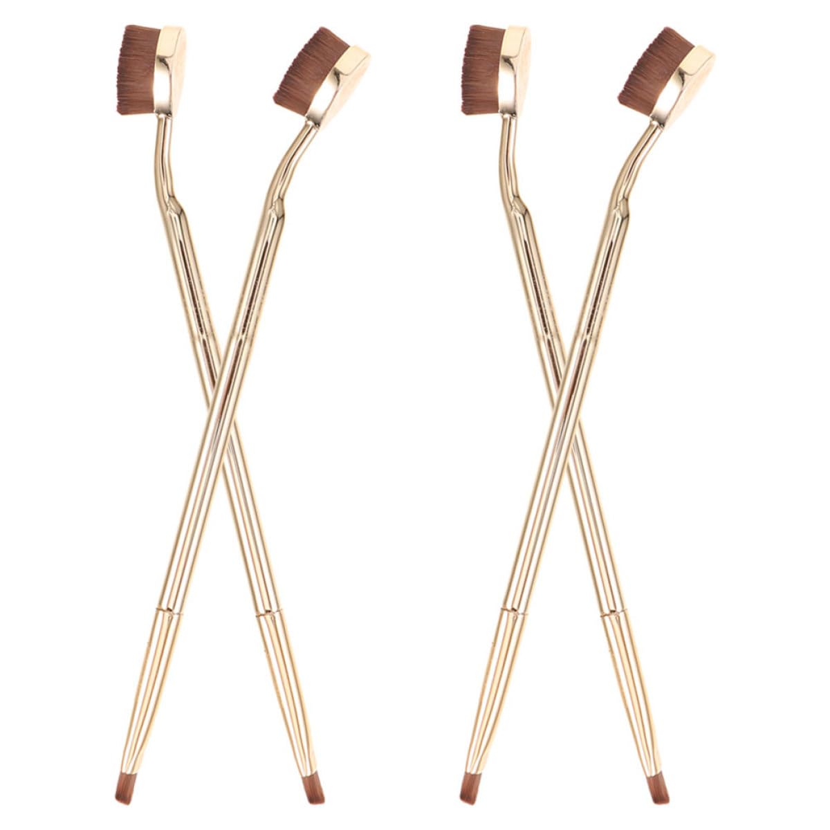 BETOOKY 4pcs Dual-ended Concealer Blending Brush and Foundation Makeup Brush Set for Women, Gold Handle, Precision Eye and Eyebrow Applicator Tools for Face Cosmetics