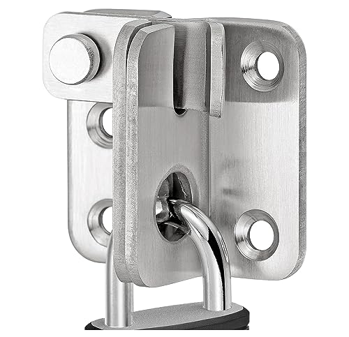 Litensh Shed Lock Gate Lock Gate Latch Padlock Hasp Stainless Steel Flip Door Bolt Latch Lock for Wooden Gates Garden Cupboard Pet Cage Silver Left Open