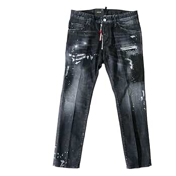 【美品】ディースクエアード BIGZIP スリムジーンズ ボタンフライ 46 DSQUARED2 (ディースクエアード) ダメージ加工 ボタンフライ