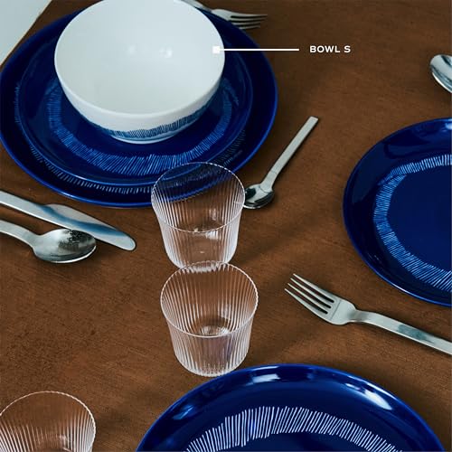 Small White Blue Food Bowls Set of 4 | Feast tableware by Ottolenghi | Stoneware Microwave Safe Bowls | Dish Set, Dinnerware Sets for Pasta Noodles, Cereal, Soup Bowl, Serving Bowl - Image 6