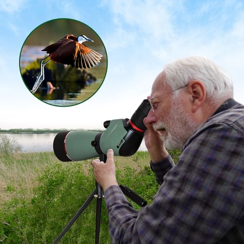 Image of Gosky Spotting Scope, 20-60x60 Spotting Scopes for Target Shooting & Hunting & Bird Watching, BAK4 High Definition, Angled Spotter Scope with Tripod, Phone Holder, Carrying Bag