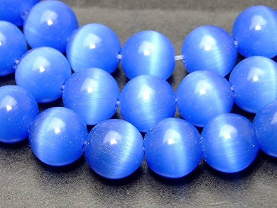 キャッツアイ　猫目石　美品 Amazon | g3-1913D AA 10mm 青色 キャッツアイ 猫目石 1連37cm