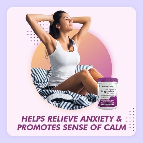 Image of HealthyHey Nutrition Magnesium Glycinate High Absorption for Sleep, Cramps, & Nerves Health -300 Vegetable Capsules