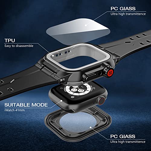 Phciasie Apple Watch Series 7 41Mm Band, Apple Watch Waterproof Case With Screen Protector, Full-Body Protection Shockproof Dustproof Iwatch Series 7 41Mm Case And Band For Men & Women #TOP4