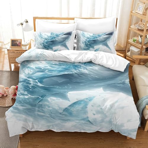 Parure de lit grand requin blanc en microfibre premium douce 3D
