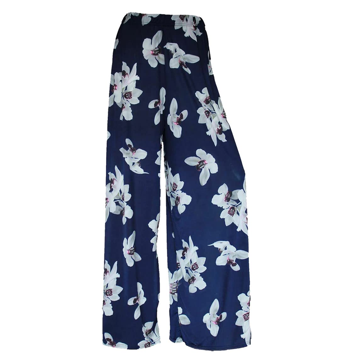 Fairy Trendz Ltd Women's White Lily Navy Plus Size Palazzo Trousers Baggy Flared Wide Leg Pants Plain Casual Wear Trousers
