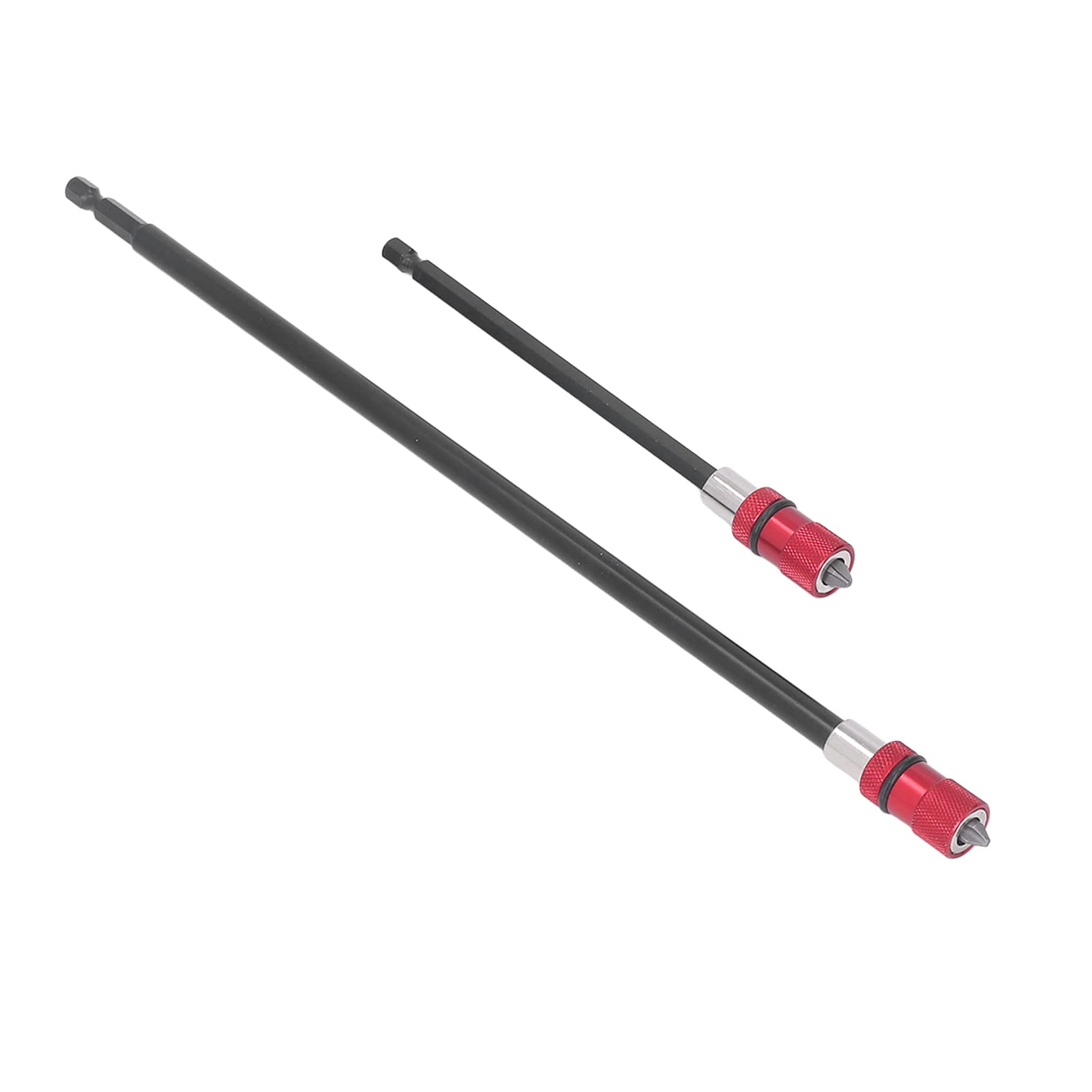 Extensión Magnética PH2 Conexión Estable Juego de Extensión de Brocas de Liberación Rápida para Taladros Eléctricos Destornilladores, Aleación de Aluminio 1/4 Hexagonal 2 Piezas 150 Mm 300